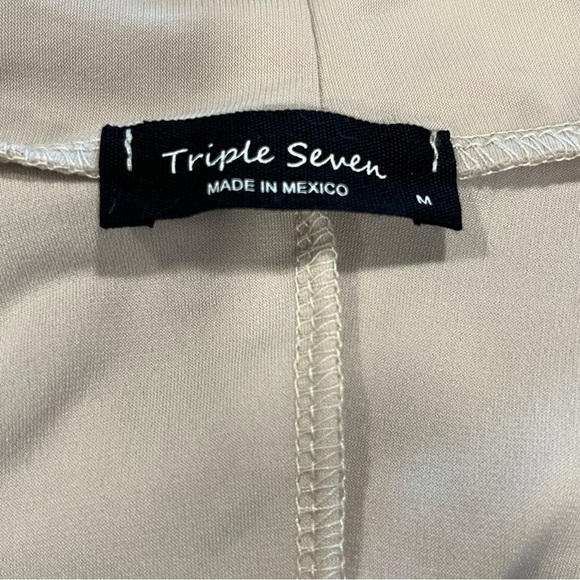 Triple 7 Cream Stretch Knit Belted Open Cardigan Med - Picture 6 of 9